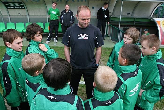 Trenér Pavel Hoftych před zápasem s malými Klokany.