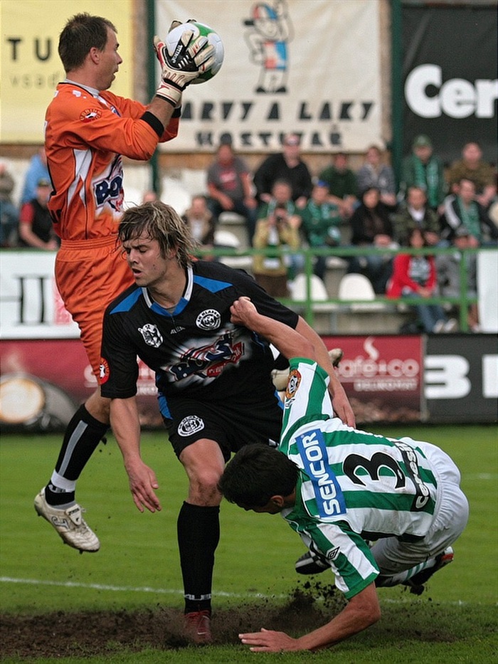 Před Lukášem zasahuje gólman Pavlík