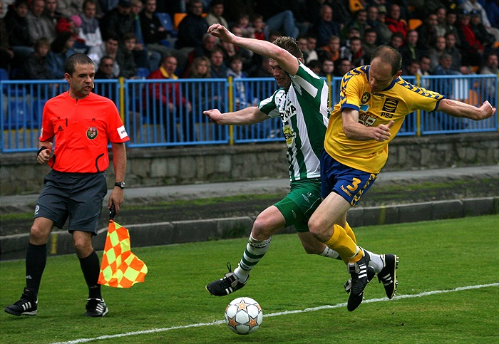 Strnad se probíjí kupředu.