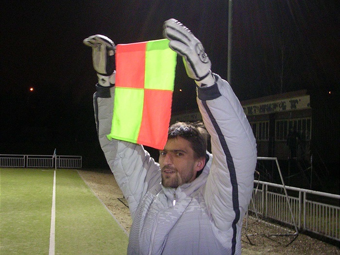 Pavel Raba během záskoku (Střížkov - Bohemka, únor 2004)