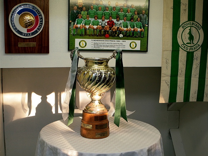 Vystavený pohár pro mistra ligy.