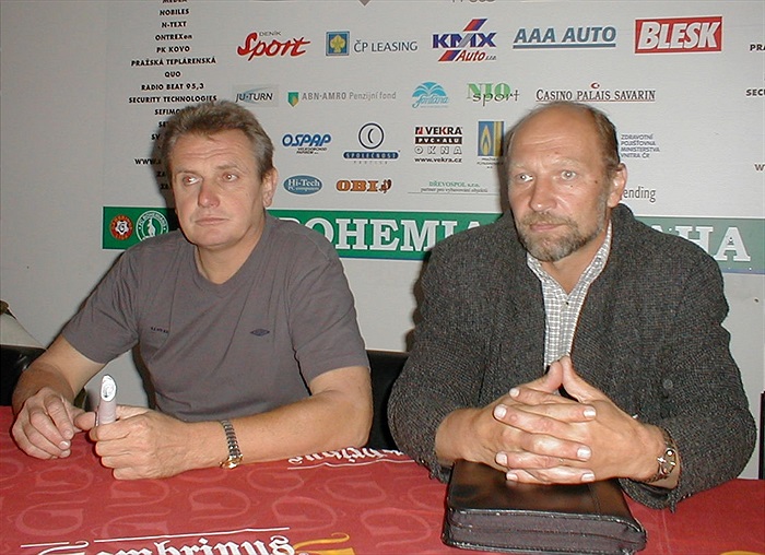 Netolička a Hruška na tiskové konferenci (Bohemka - Jihlava, podzim 03)