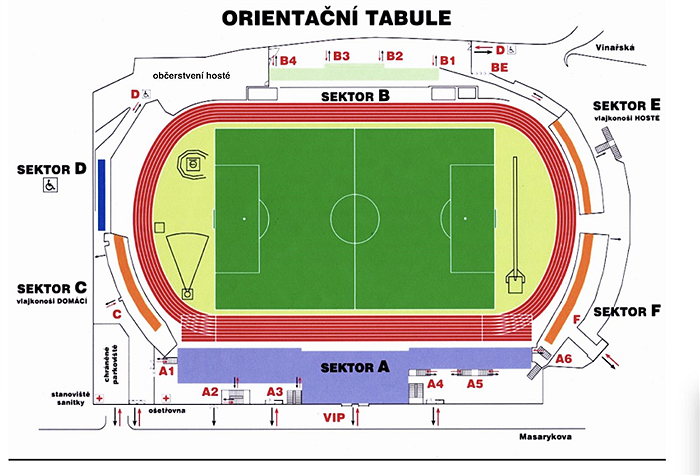 Plánek stadionu FK Ústí nad Labem