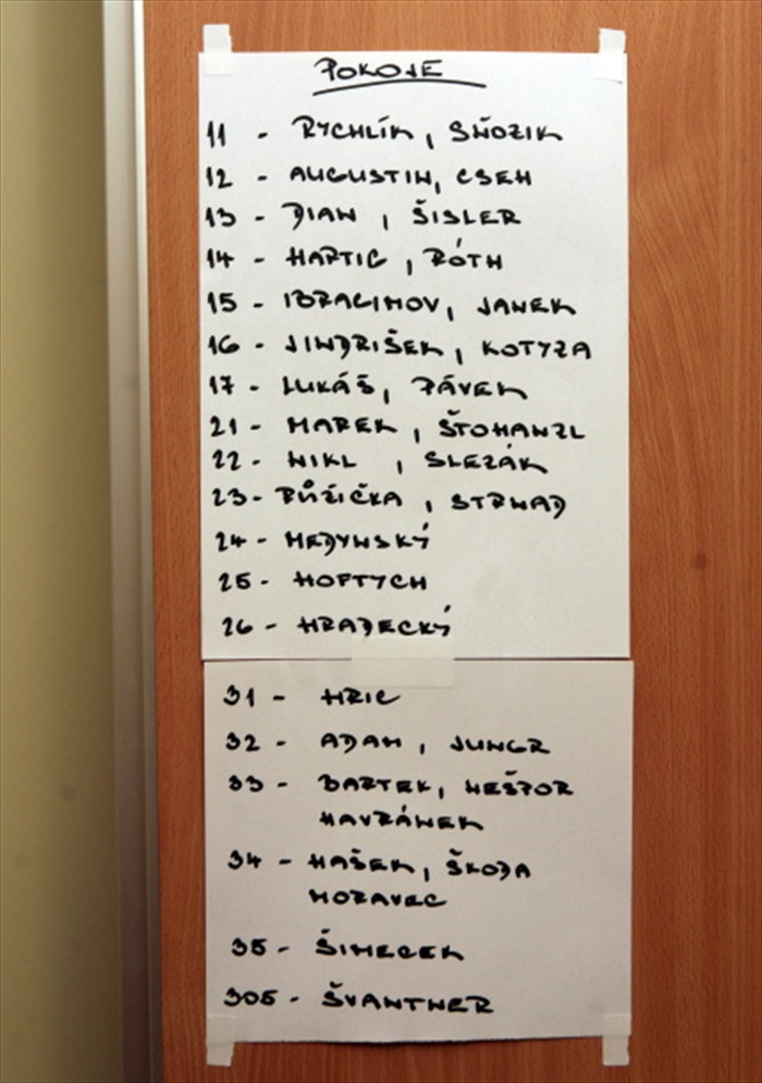 Rozdělení pokojů.